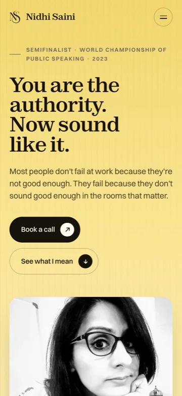 The rebuilt homepage on a phone.